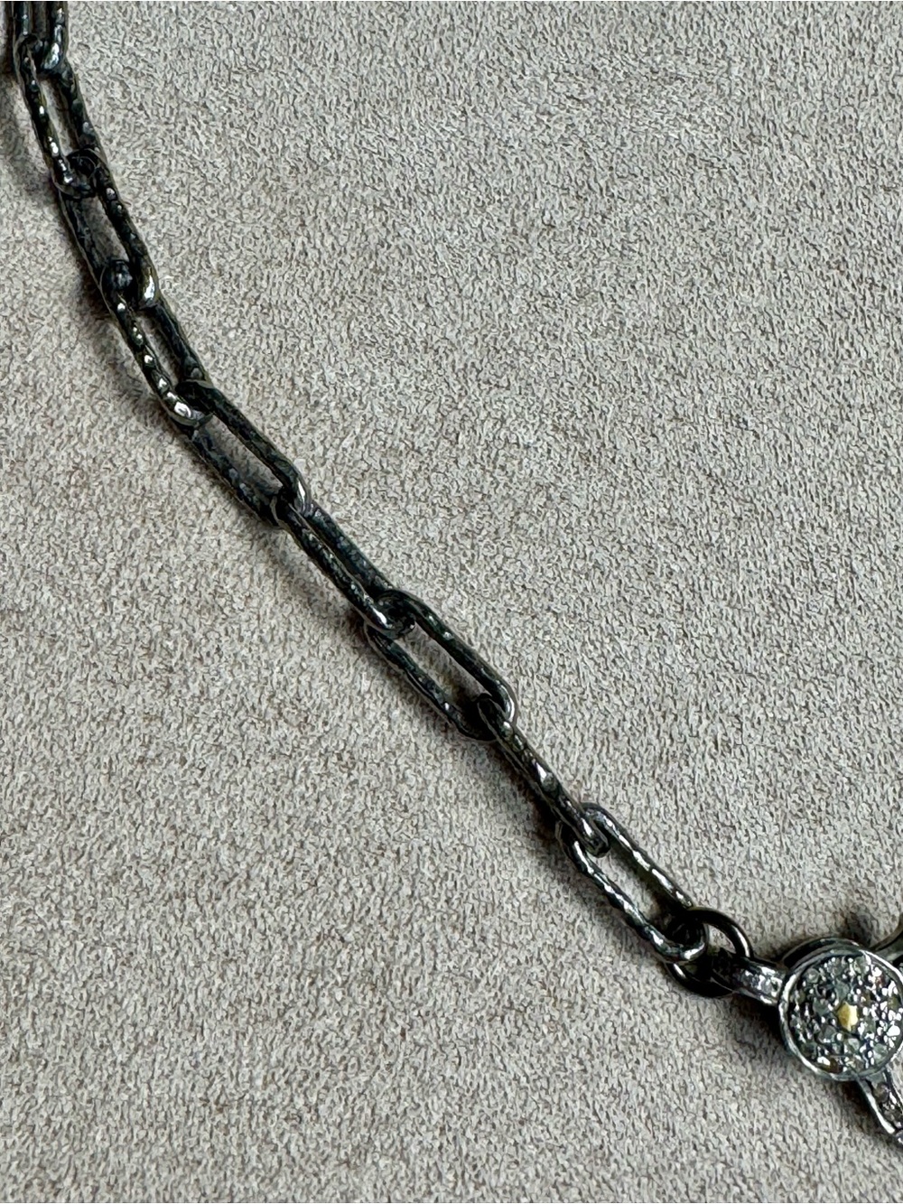 The Woods Burnished Silver Link Chain Necklace with Pave Clasp - Picture 3 of 4